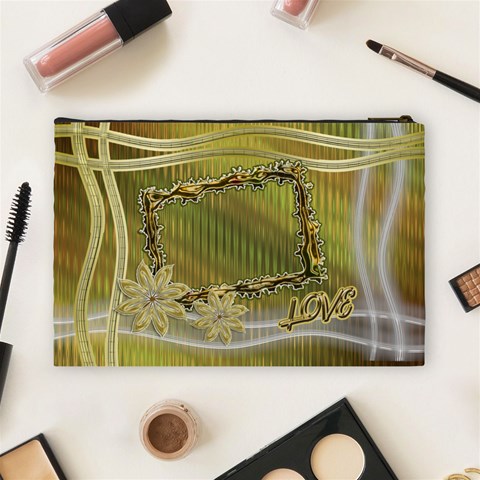 Gold Love Floral Cosmetic Bag Lg By Ellan Back
