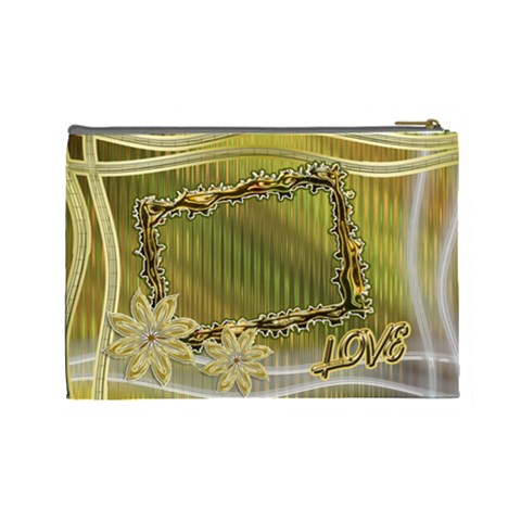 Gold Love Floral Cosmetic Bag Lg By Ellan Back