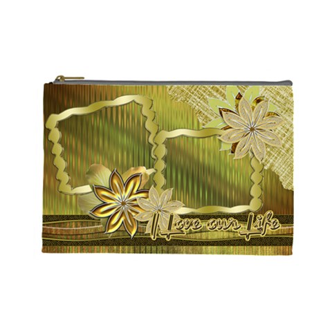 Gold Love Floral Cosmetic Bag Lg By Ellan Front