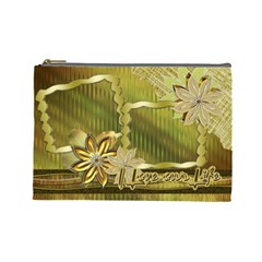 Gold love floral cosmetic bag lg (7 styles) - Cosmetic Bag (Large)