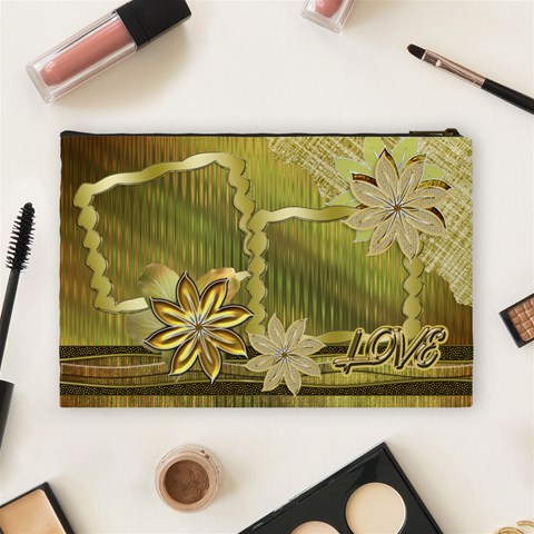 Gold Love Floral Cosmetic Bag Lg By Ellan Back