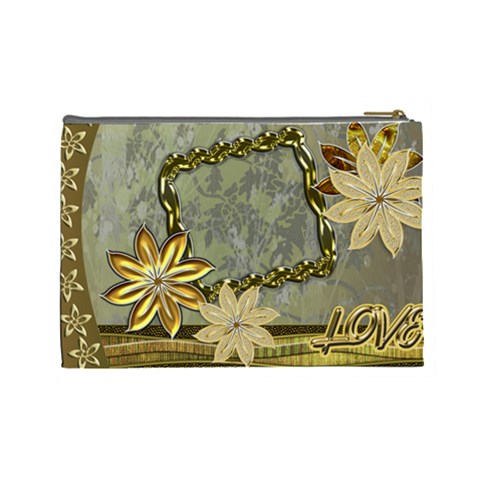 Gold Love3 Floral Cosmetic Bag Lg By Ellan Back