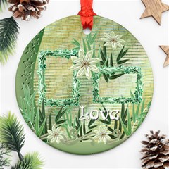 aqua blue green love floral round ornament - Ornament (Round)