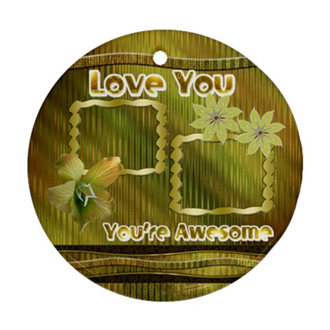 Love You Gold Floral Round Ornament By Ellan Front