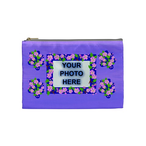 Lavender Flower Medium Cosmetic Bag By Joy Johns Front