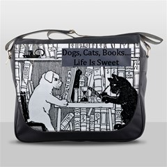 Dogs, Cats, Books - Messenger Bag