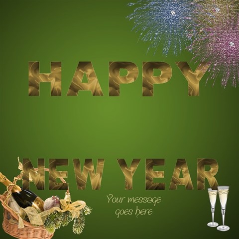 Green And Gold New Year 3d Card By Deborah Inside
