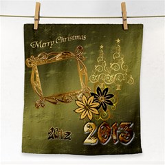 Merry Christmas 2013 green gold face towel