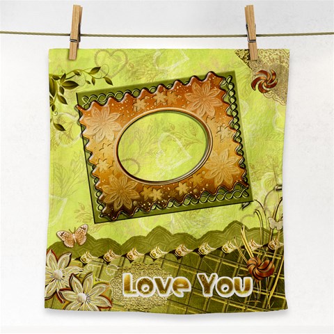 Love You Spring Gold Face  Towel By Ellan Front