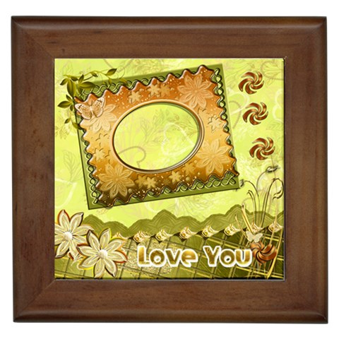 I Love You Gold Heart Love Framed Tile By Ellan Front