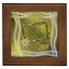 I Love You Gold2 Heart Love Framed Tile