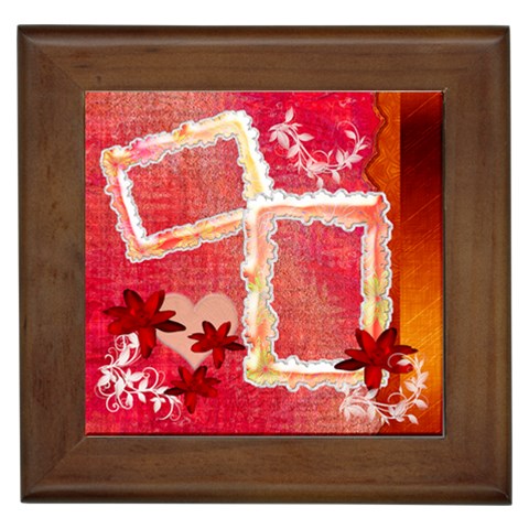 Red Garden Framed Tile By Ellan Front
