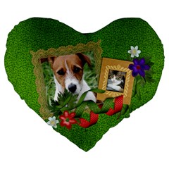 Strawberry heart pillow - Large 19  Premium Heart Shape Cushion