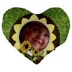 sunflowers - heart pillow - Large 19  Premium Heart Shape Cushion