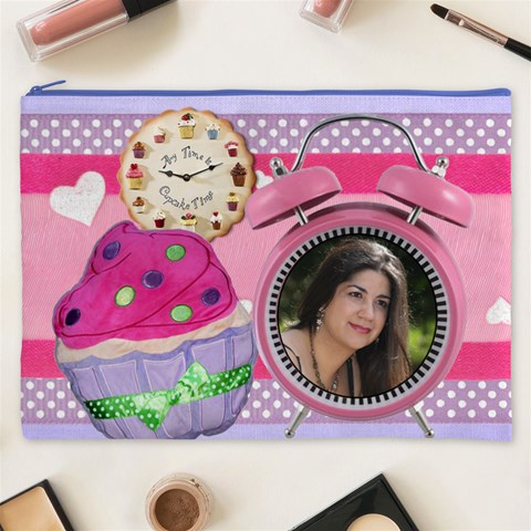 Any Time Is Cupcake Time Cosmetic Bag By Ivelyn Front