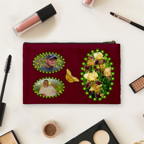 Golden Iris Medium Cosmetic Bag By Joy Johns Back