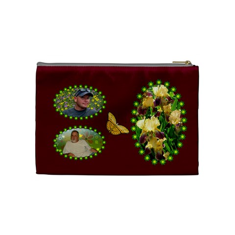 Golden Iris Medium Cosmetic Bag By Joy Johns Back