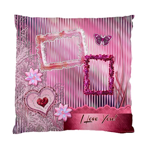 Love Pink Heart Cushion Case By Ellan Front