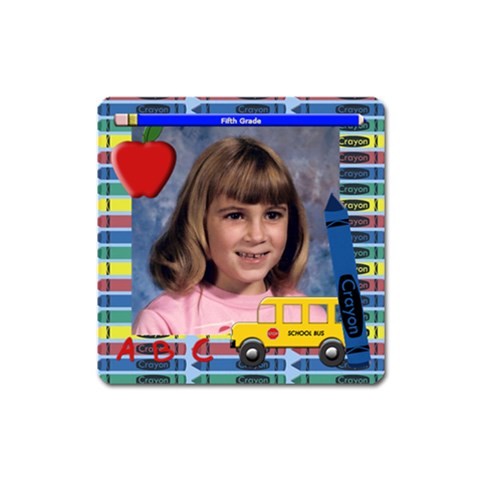 Crayon, Bus, Apple,pencil Frame Magnet Square By Chere s Creations Front