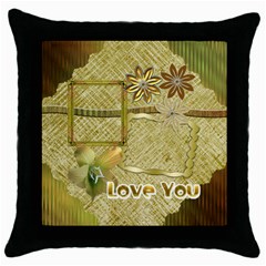 Love You gold Throw Pillow case - Throw Pillow Case (Black)