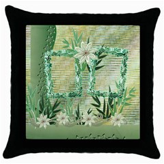 Aqua floral Throw Pillow case - Throw Pillow Case (Black)