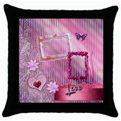 Pink love  Throw Pillow case - Throw Pillow Case (Black)