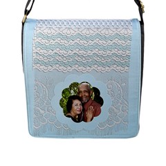 blue  - Flap Closure Messenger Bag (L)