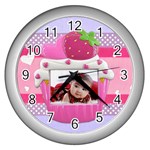 cupcake frame 2 clock - Wall Clock (Silver)