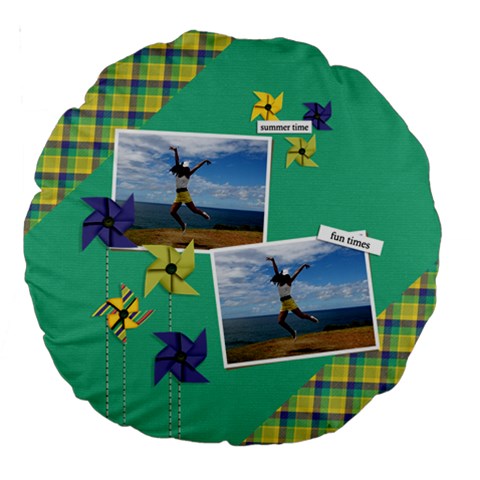 18  Premium Round Cushion : Pinwheels By Jennyl Back