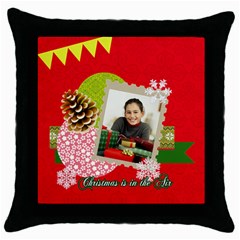 merry christmas - Throw Pillow Case (Black)