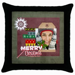 merry christmas - Throw Pillow Case (Black)