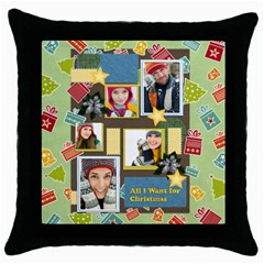 merry christmas - Throw Pillow Case (Black)