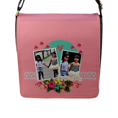 Flap Closure Messenger Bag (L)- Friends