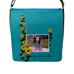 Flap Closure Messenger Bag (L)- Flowers