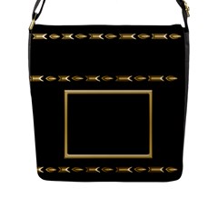 Black and Gold Classic Flap Closure Messenger Bag (Large) - Flap Closure Messenger Bag (L)