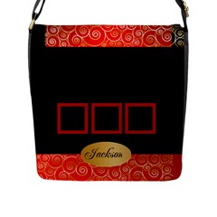 Red Classic Flap Closure Messenger Bag (Large) - Flap Closure Messenger Bag (L)