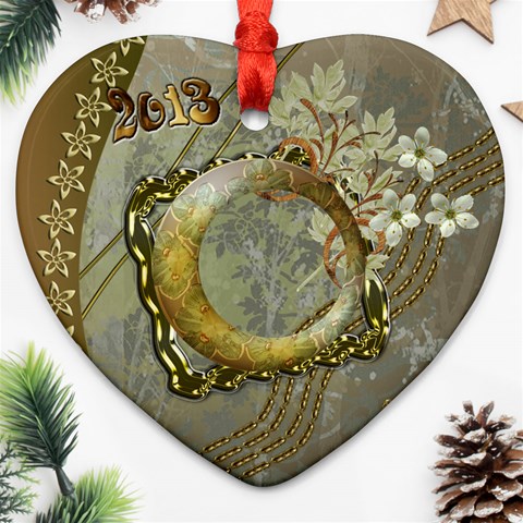 Floral Heart Christmas Ornament By Ellan Front