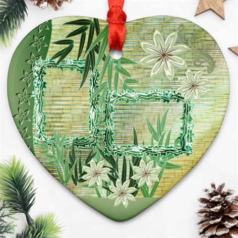 Aqua Floral Heart Christmas Ornament By Ellan Front