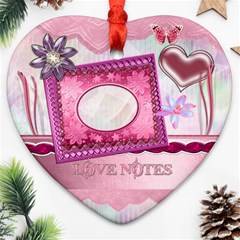 Pink love floral Heart Christmas Ornament - Ornament (Heart)