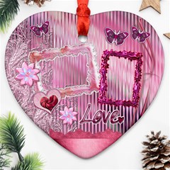 Pink love baby floral Heart Christmas Ornament - Ornament (Heart) Pink love baby floral Heart Christmas Ornament - Ornament (Heart)