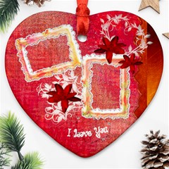 Pink love floral Heart Christmas Ornament - Ornament (Heart)