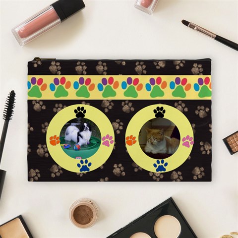 Kitty/doggy Large Cosmetic Bag By Joy Johns Front