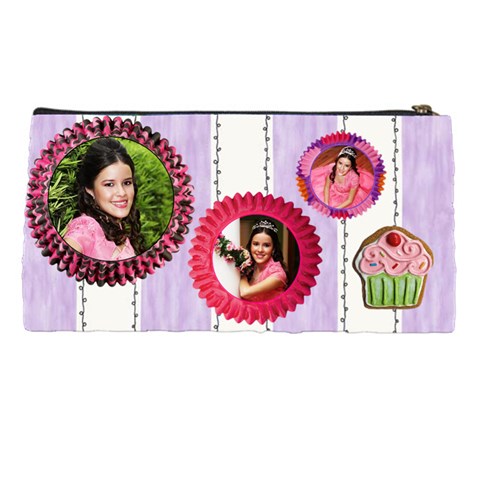 Purple Stripes Pencil Case By Ivelyn Back