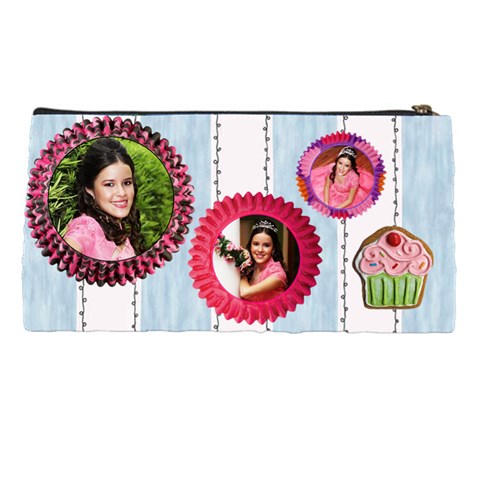 Blue Stripes Pencil Case By Ivelyn Back