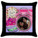 any time is cupcake time pillow - Throw Pillow Case (Black)
