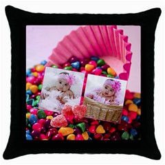 candy hearts pillow - Throw Pillow Case (Black)