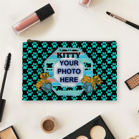 Kitty Medium Cosmetic Bag 2 By Joy Johns Front