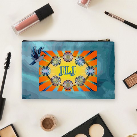 Name/innitial Medium Cosmetic Bag By Joy Johns Back