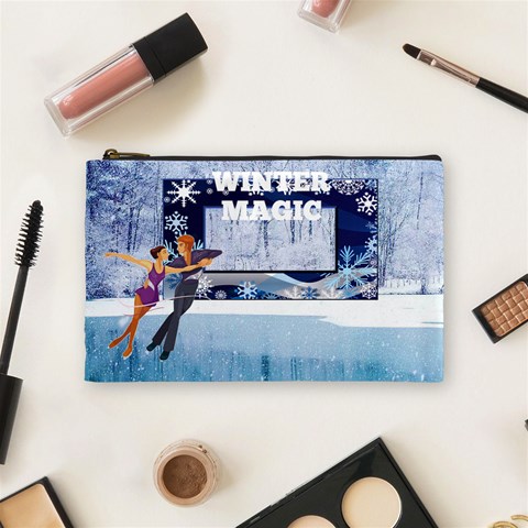Winter Magic Medium Cosmetic Bag By Joy Johns Front
