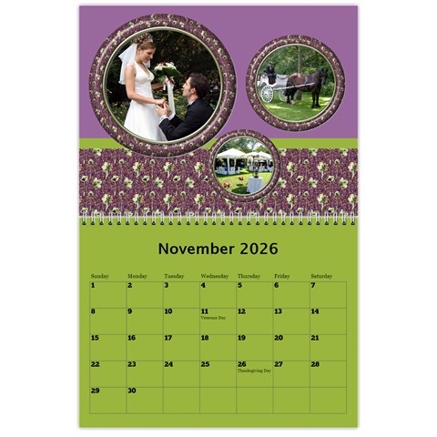 Country Floral 11x8 5 Calendar (any Year) By Deborah Nov 2026